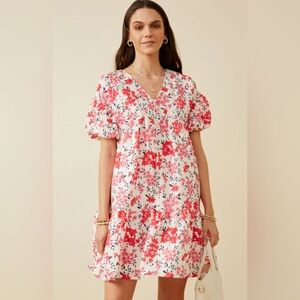 HAYDEN LOS ANGELES women’s Floral dress babydoll drop waist 1X textured pockets